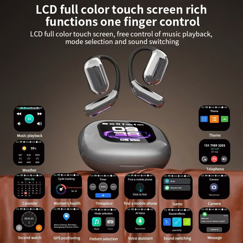 Standard Version - YYK-Q16PRO Wireless bluetooth 5.4 Earbuds AI Translation Earphone Touch Screen 36