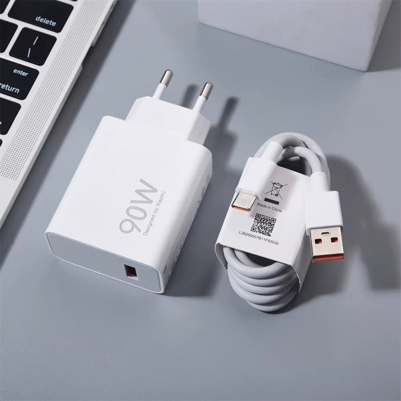EU Charger+1.5M Cable - 90W 1-Port USB Charger USB-C Fast Charging Wall Charger Adapter EU Plug for