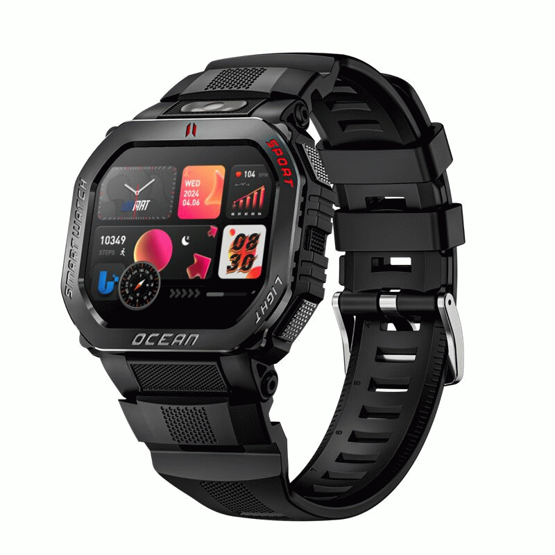 Gold - LOKMAT OCEAN GT 1.75-inch HD Screen Flashlight Compass AI Voice Assistant 3ATM Waterproof blu