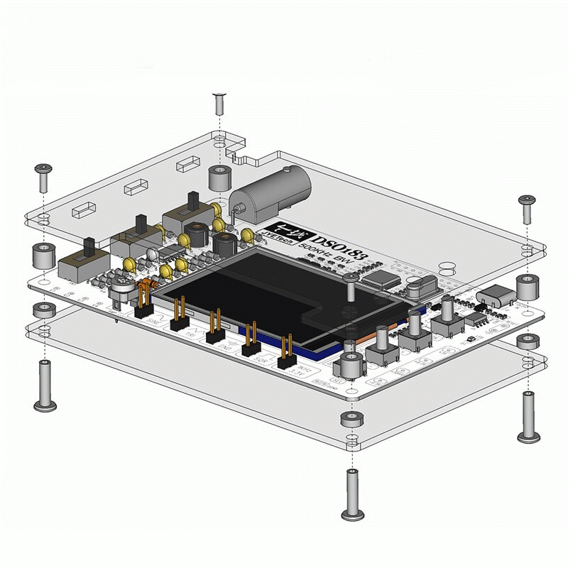 With Shell - JYETech DSO183 DIY Oscilloscope Kit 500KHz ADC Built in Signal Generator Waveform Displ