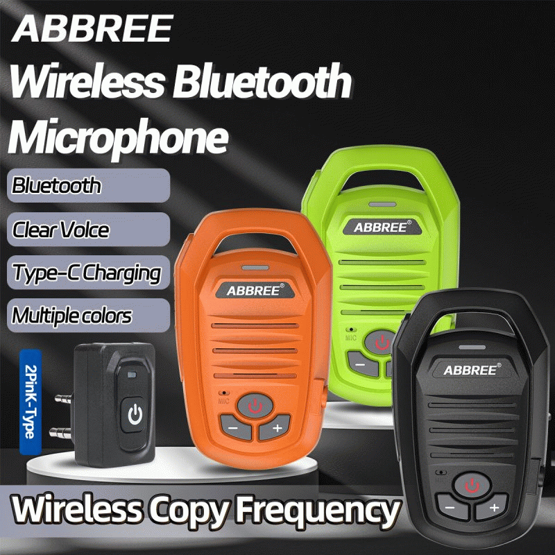 Orange - ABBREE AR-639 Wireless Handheld bluetooth Microphone Speaker Type-C for Baofeng UV-5R UV-21