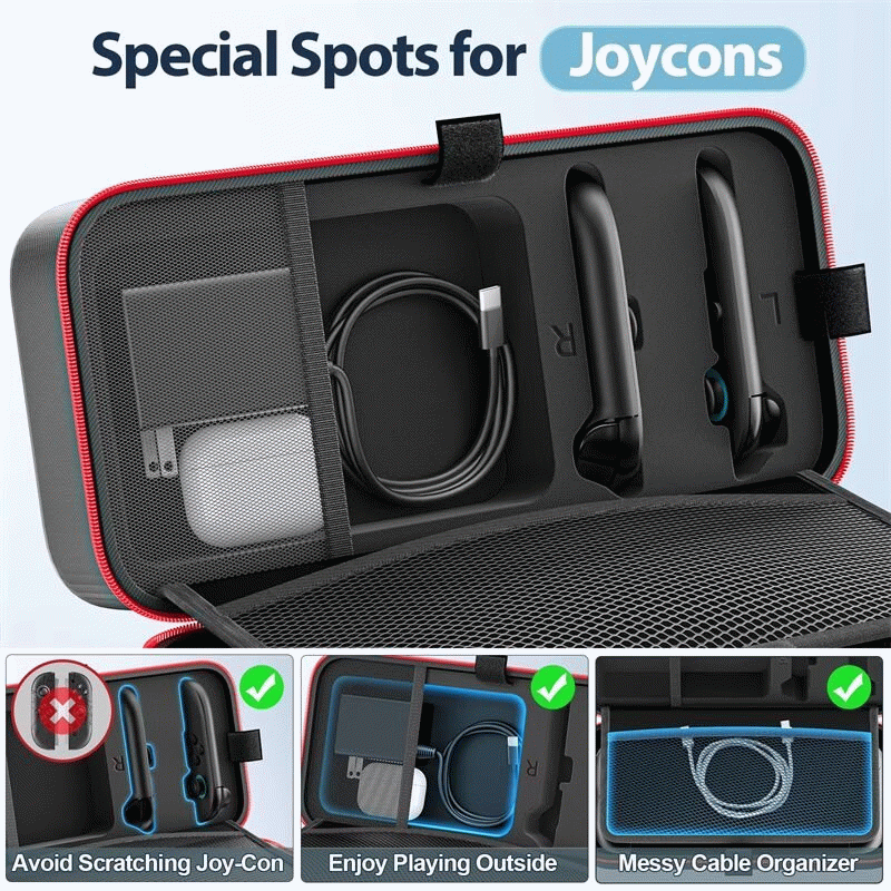 Black - for Switch 2 & Switch Original & Switch OLED Large Storage Bag Anti-Scratch Waterproof Trave