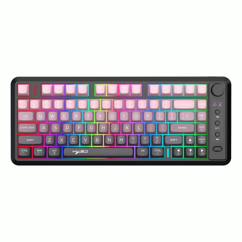 Black - HXSJ L400 Three Mode Wireless Gaming Keyboard 81 Keys Ergonomic RGB Backlight Membrane 2000m