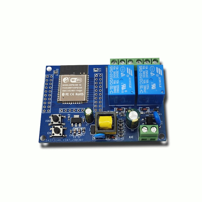 Board Only - AC220V Power Supply ESP32 Wi-Fi bluetooth 2 Channel Relay Module ESP32 Secondary Develo