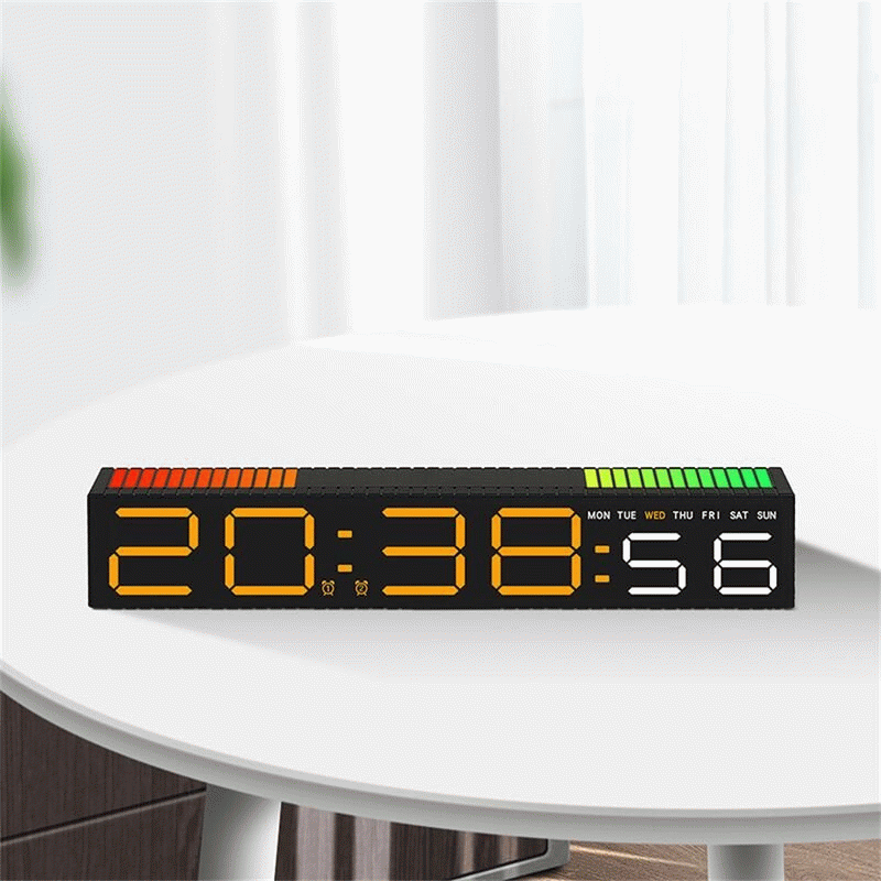 White Shell(White Light) - RGB Light Table Clock LED Alarm Clock Speaker Display Colorful 3 Levels B