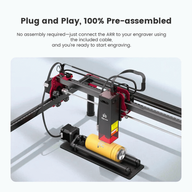 Black - AlgoLaser Simple Rotary Roller Plug and Play for 5-100mm Diameter Objects Laser Engraving Pa