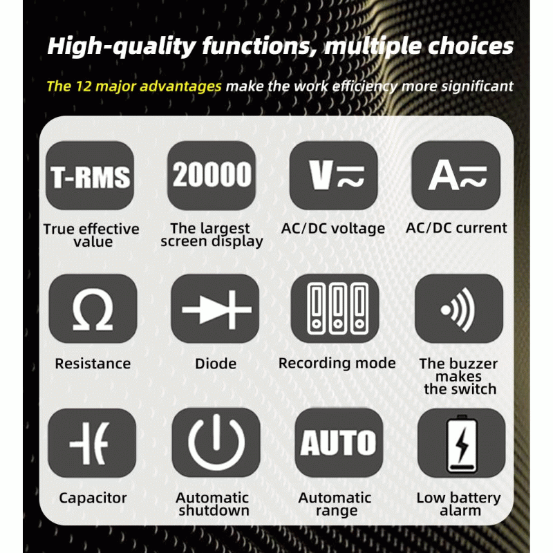 Black - BSIDE S500 Smart Graphic Multimeter 3.2 Inch TFT Screen 1000V DC AC Voltage 10A Current High