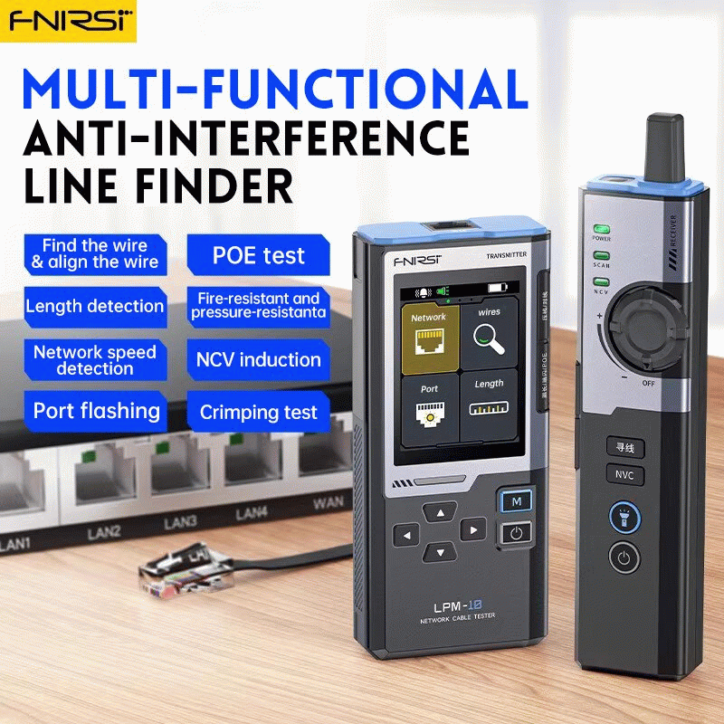 Black - FNIRSI LPM-10A Multifunction Network Cable Tester Anti-Interference Line Finder POE Test NCV
