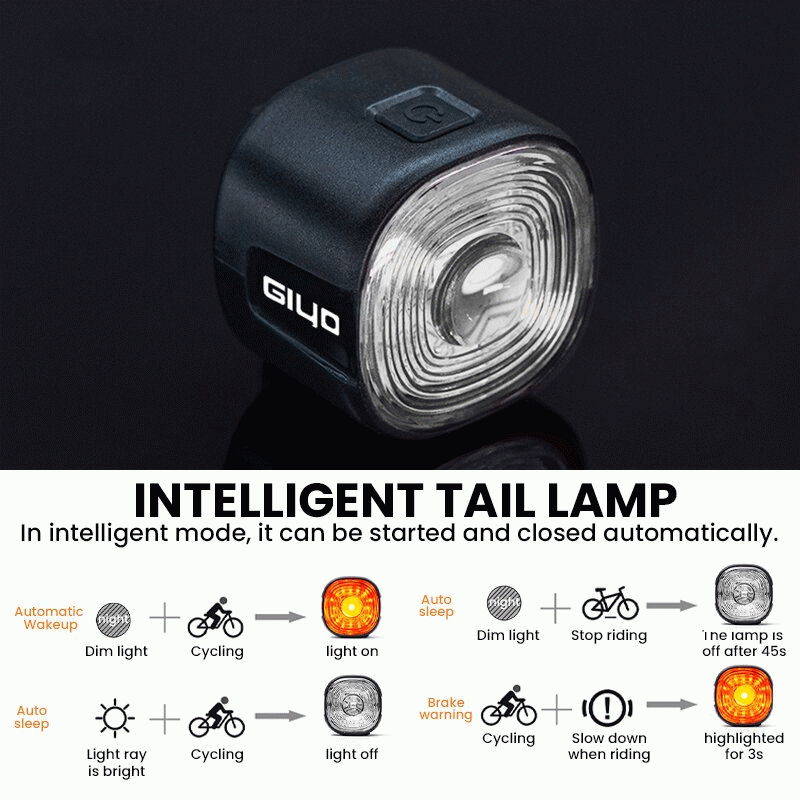 GL09S RGB - GIYO Smart Brake Sensing RGB Bicycle Taillight Waterproof Warning Flash Lamp USB Charge