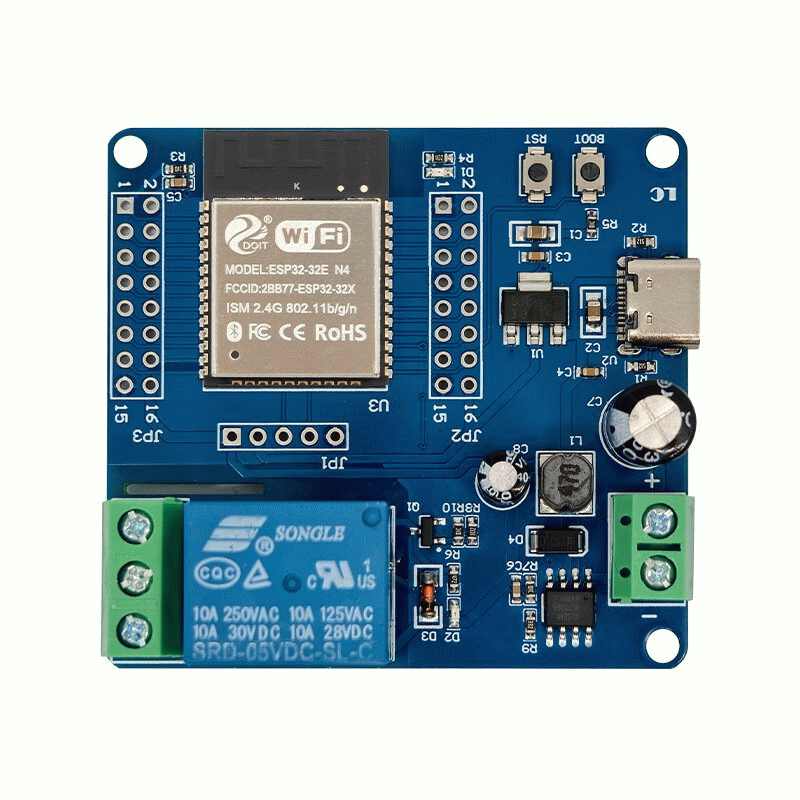 Board Only - ESP32-C6 WiFi BT Development Board DC 5-60V Single Channel Relay Module Onboard Type-C