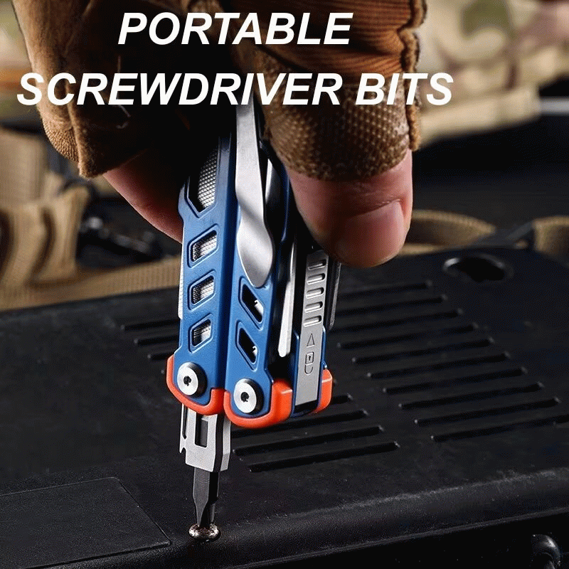 Blue - XGear Model-X Multi-Tool 14-in-1 Foldable Stainless Steel Compact Portable Outdoor Survival T