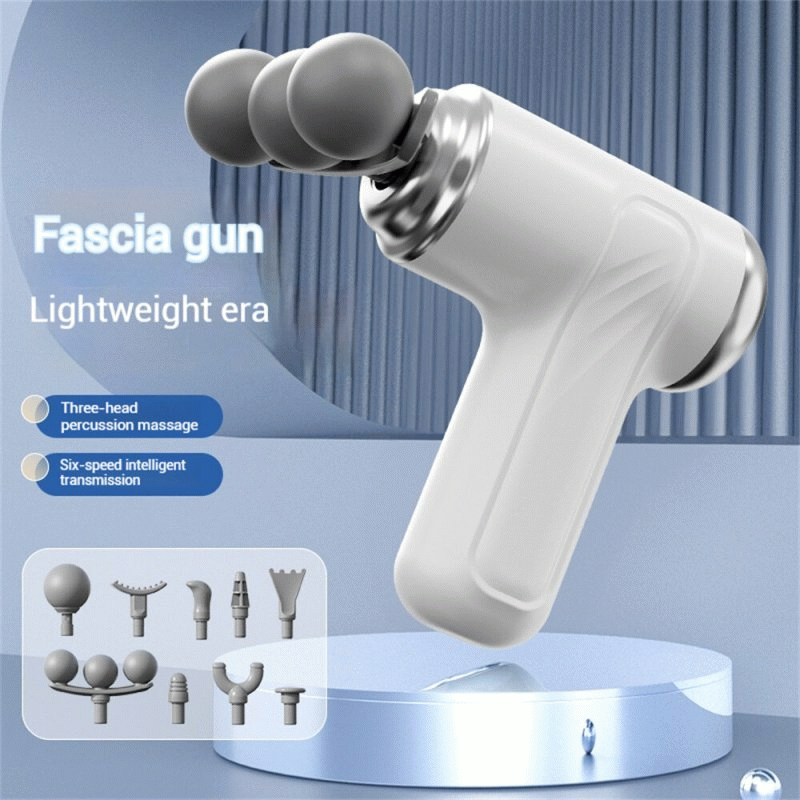 Black - LM-130 Portable Deep Tissue Massage Gun 9 Massage Heads 6-Speed Quiet Percussion Massager Po