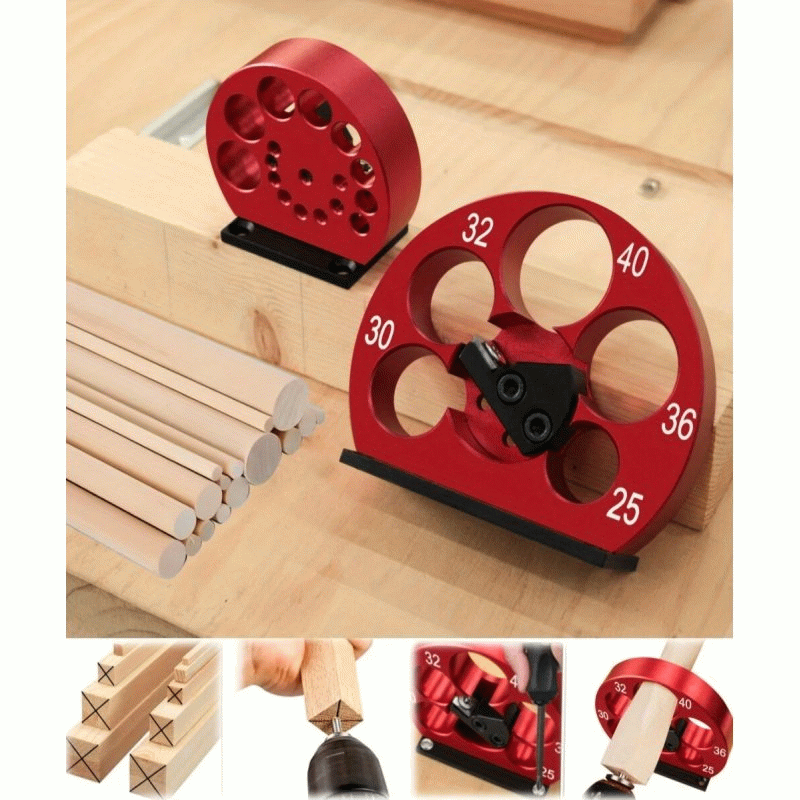 Red - Adjustable Drill Milling Dowel Round Rod Tool with Carbide Blade 25-40mm Holes Electric Drill