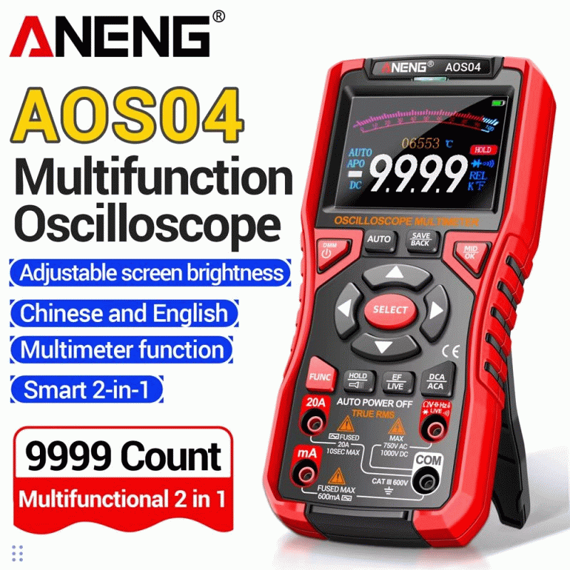 Pro version - ANENG AOS04 Pro Digital Oscilloscope Smart Multimeter 50MS/s Sampling Rate 10MHz Bandw