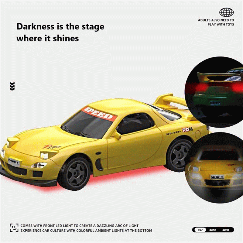 White - K1/K2/K3 RTR 1/43 2.4G 4WD Mini Drift RC Car Race LED Light Full Scale Desktop Remote Contro