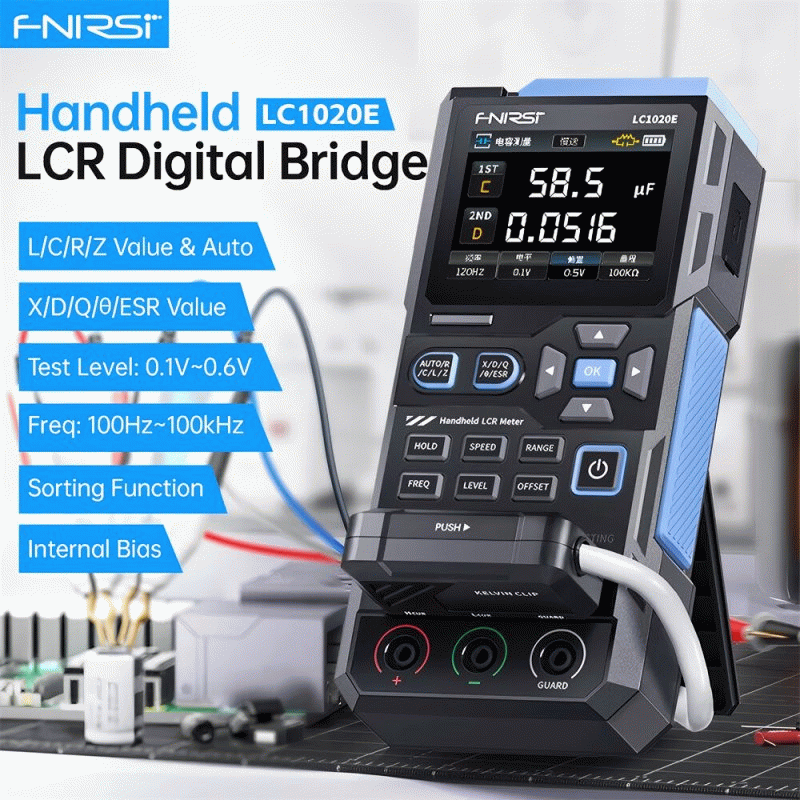 blue - FNIRSI LC1020E Handheld LCR Bridge Tester 100Hz to 100kHz Precision Frequency Auto Calibratio
