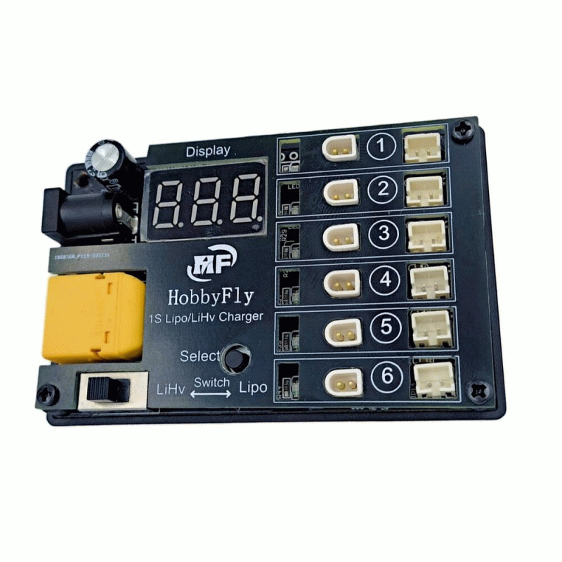 Charger + EU Adapter - HOBBYFLY 6-Port 1S Battery Charger With Low-voltage Input Protection Charge f