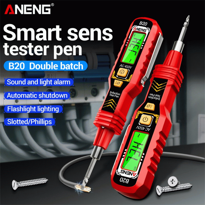 Red - ANENG B20 Smart Voltage Tester Pen Non Contact and Contact AC Voltage Detection 30-1000V Dual