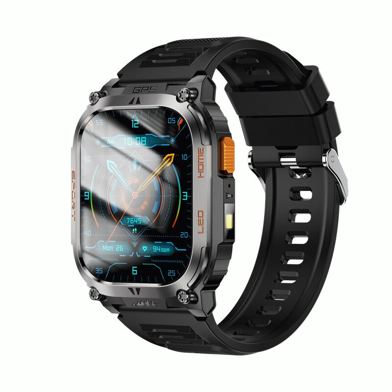 Grey - QX18 2.01-inch HD Screen GPS Compass 630mAh Battery LED Flashlight Voice Assistant bluetooth