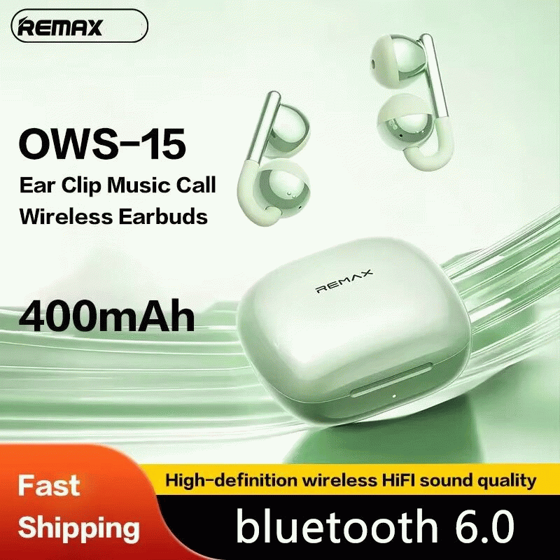 White - RemaxOWS-15 OWS Earbuds Wireless bluetooth V6.0 Earphones HiFi Stereo ENC Noise Cancelling E