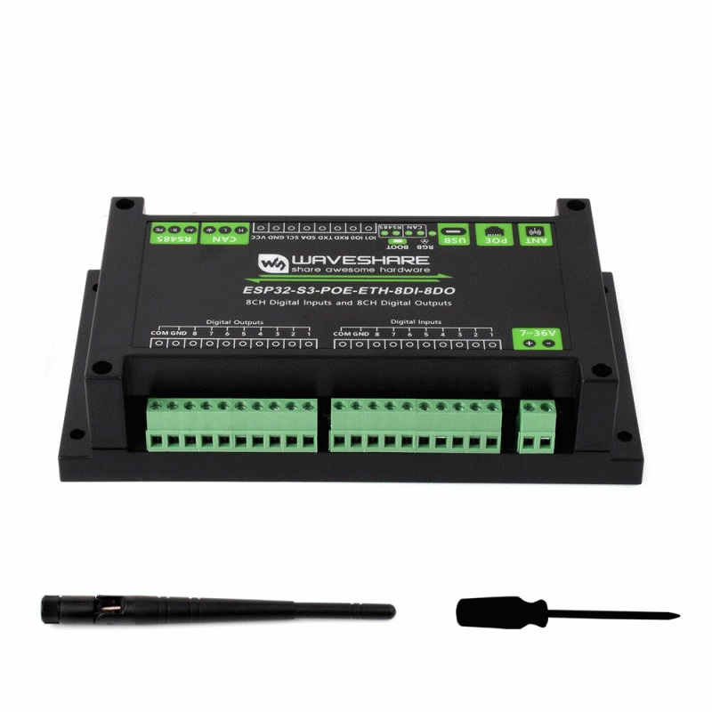 Black - ESP32-S3 Industrial Control Board 8 Channel Input Output Controller with WiFi Bluetooth CAN