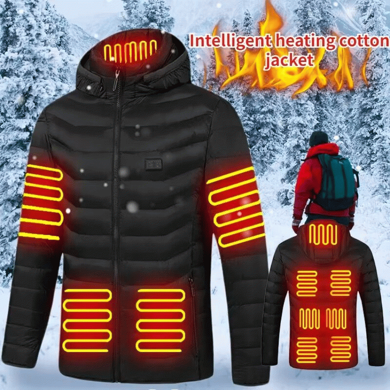 L - TENGOO HJ-11 Unisex Electric Heated Jacket - 11 Heating Areas, 3-Modes Adjustable, USB Charging,