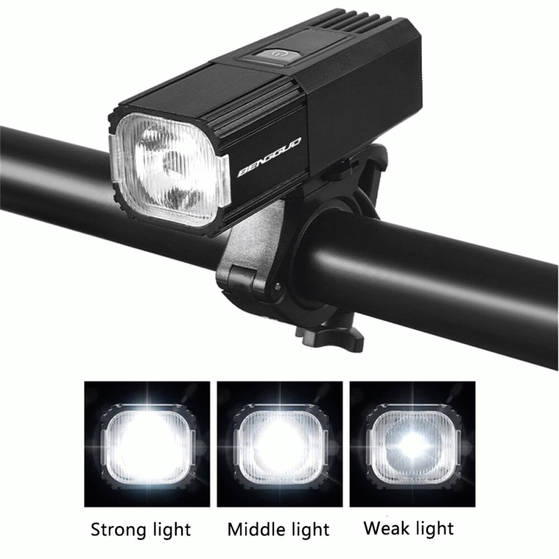 Black - BIKIGHT LED High Brightness Long-range Bicycle Headlight IPX4 Waterproof USB Charging 3 Ligh