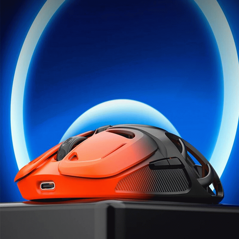 Orange - K-Snake X10 Tri-Mode Wireless Gaming Mouse Hollow Design 10000DPI RGB Lighting 400mAh Batte
