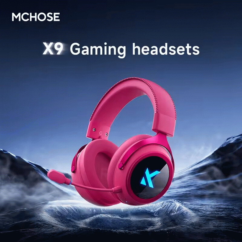 Red - MCHOSE X9 Gaming Headset bluetooth Headphone 53mm Large Drivers 7.1 FPS Surround Sound 2000mAh