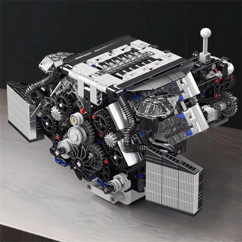 Silver - Mould King 10230 Technical Car Engine Toys The Motorized A8 Car W12 Twin Turbo Engine Build