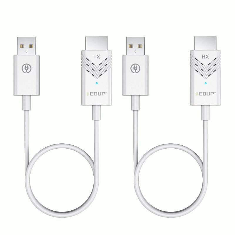 White - Upgraded EDUP Wireless HD Transmitter and Receiver Kit 1080P at 60Hz Full HD Extender 50m Lo