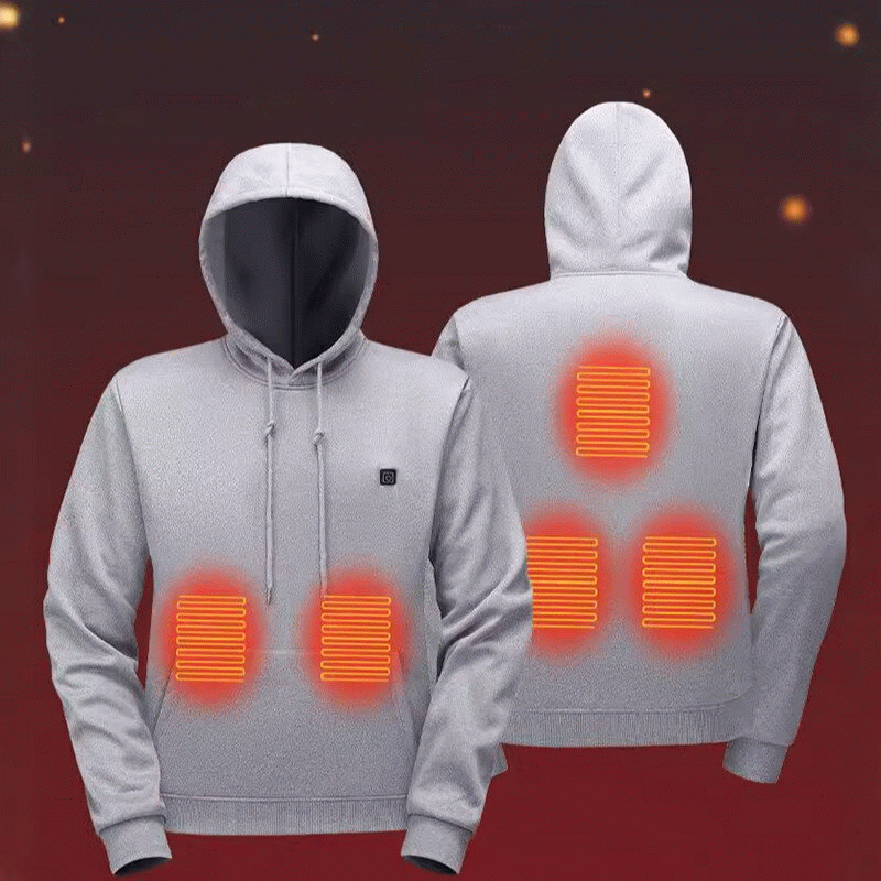 5XL - TENGOO HS05G Smart Heated Sweatshirt 5 Heating Areas Quick Heating USB Rechargeable Washable S
