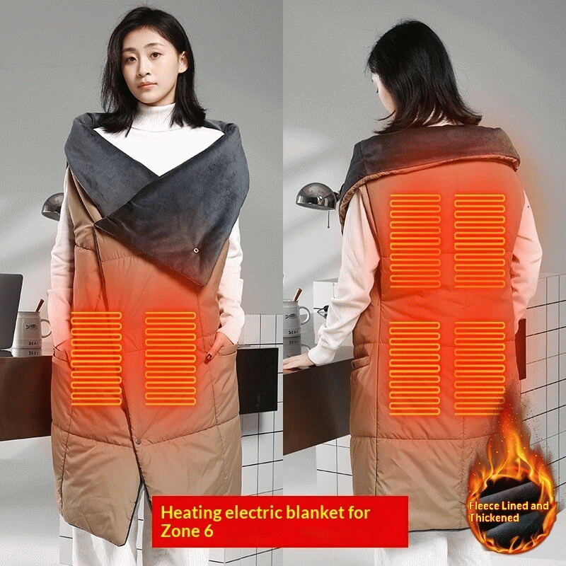 Grey - TENGOO Heated Throw Blanket 6 Heating Zones Trible Gears Temperature Level Control Washable S