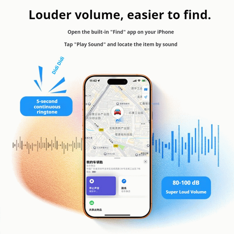 Black - UGREEN CM919 SmartTag Smart Anti-lost Device Apple Find My Certified USB-C Charging 365 Days