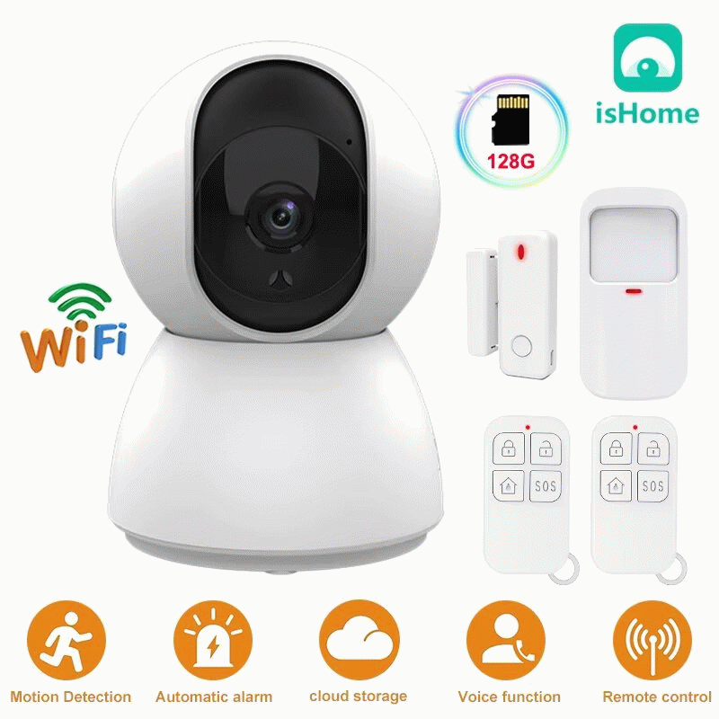 White - 2MP WiFi IOT Camera Smart Home Security Burglar Alarm System Wireless PTZ IR Night Vision Mo