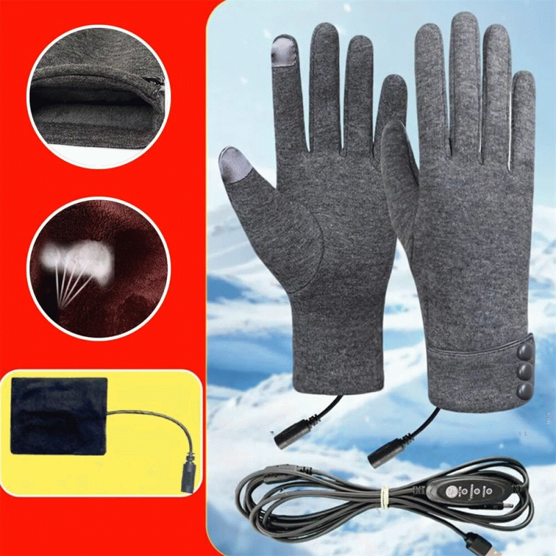 Black - TENGOO USB Heated Gloves 3-Level Adjustable Temperature Thermal Windproof Touchscreen Cyclin