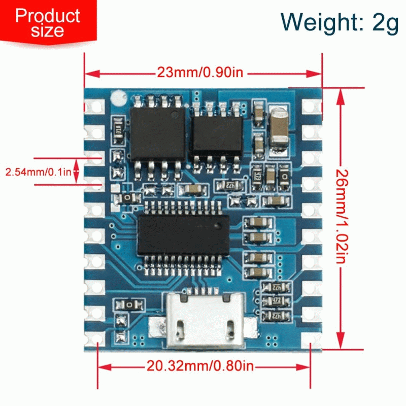 Blue - DY-SV19R 5W MP3 Player Amplifier Board USB One-for-One Control Flash Storage 32Mbit UART Play