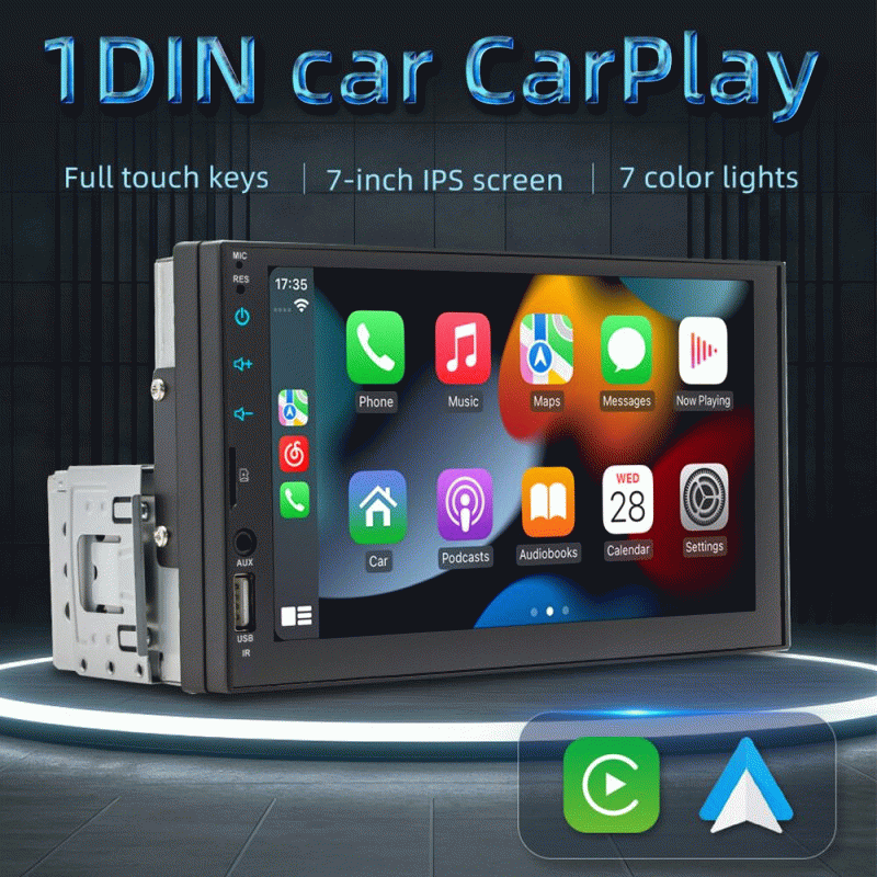 with Camera - FX2 1Din Car MP5 Player 7 Inch IPS Screen Carplay Android Auto Bluetooth FM Radio Stee