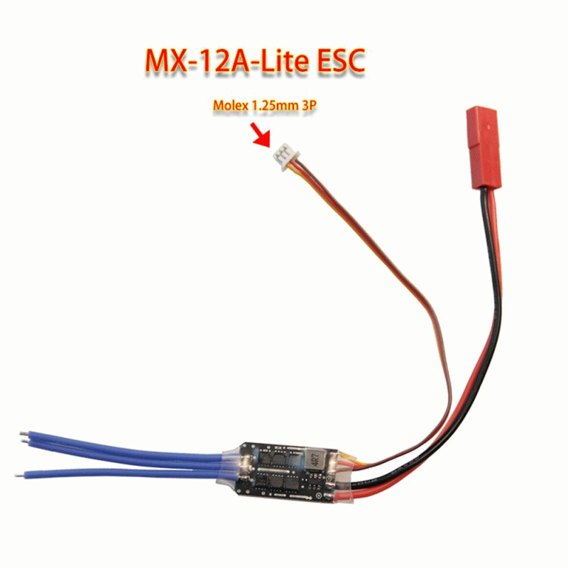 JR Plug - MX-12A-Lite Brushless ESC Support 2S-3S With BEC Speed Control 4.1g Ultra-Light For Airpla