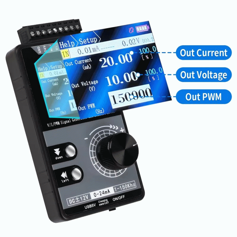 Lithium battery - Multifunctional PWM Signal Generator Handheld Current Source 0-20mA 4-20mA 12V 50V