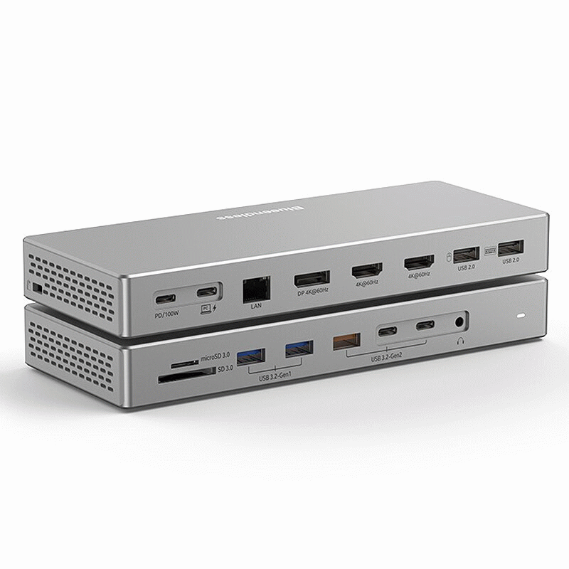 16-in-1[Dual DP+HD] - Blueendless HD1601 16-in-1 Type-C Docking Station with USB2.0 USB3.2 PD100W DP