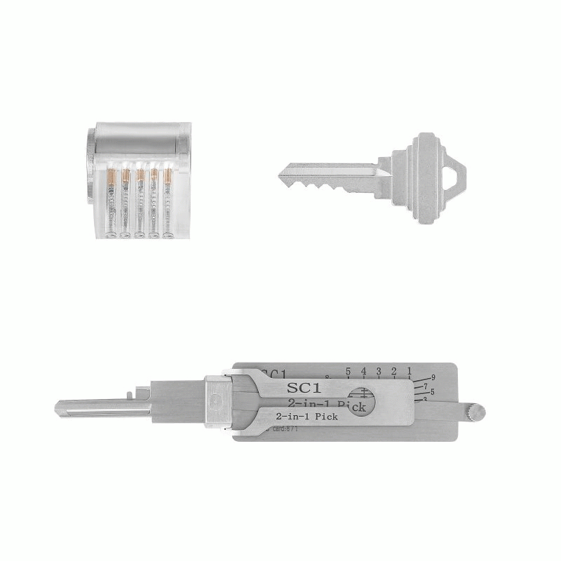 #A - 2 in 1 Stainless Steel Key Decoder Portable Precision Hook And Pickup Hand Tool O-ring Pickup K