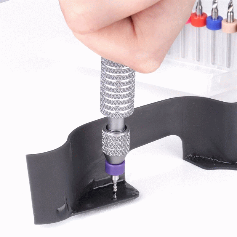 Silver - Mini Pin Vise Hand Drill Set Precision 360 Rotation Metal Construction Non Slip Handle 10 C