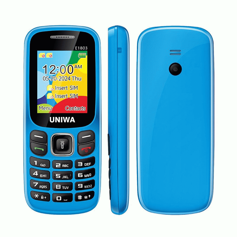 Blue - UNIWA E1803 Mini 2G GSM 1.77-inch Dual SIM Dual Standby 800mAh FM Big Button LED Flashlight M