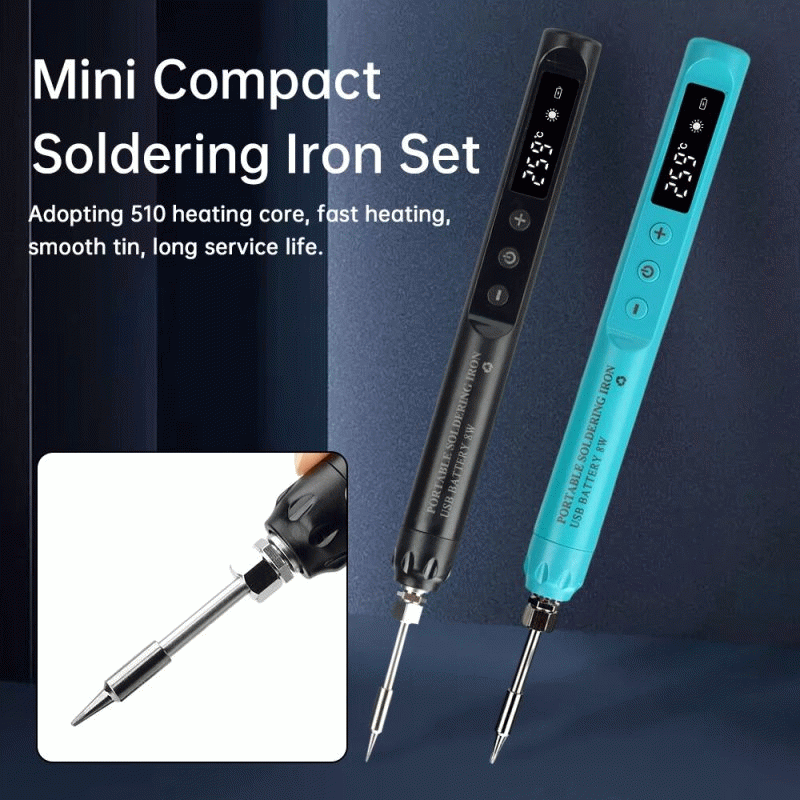 Black - USB Soldering Iron 800mAh Battery 8W Power Type-C Charging Adjustable Temperature 200-450 Po