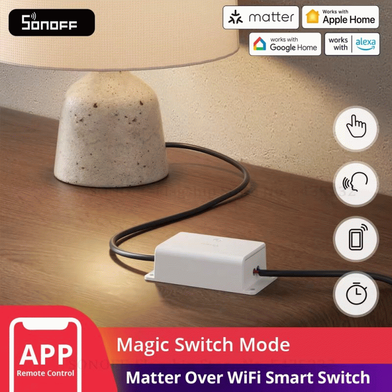 White - SONOFF Basic Gen5 Matter Over WiFi Smart Switch BASIC-1GS Matter Protocol Large Touch Surfac