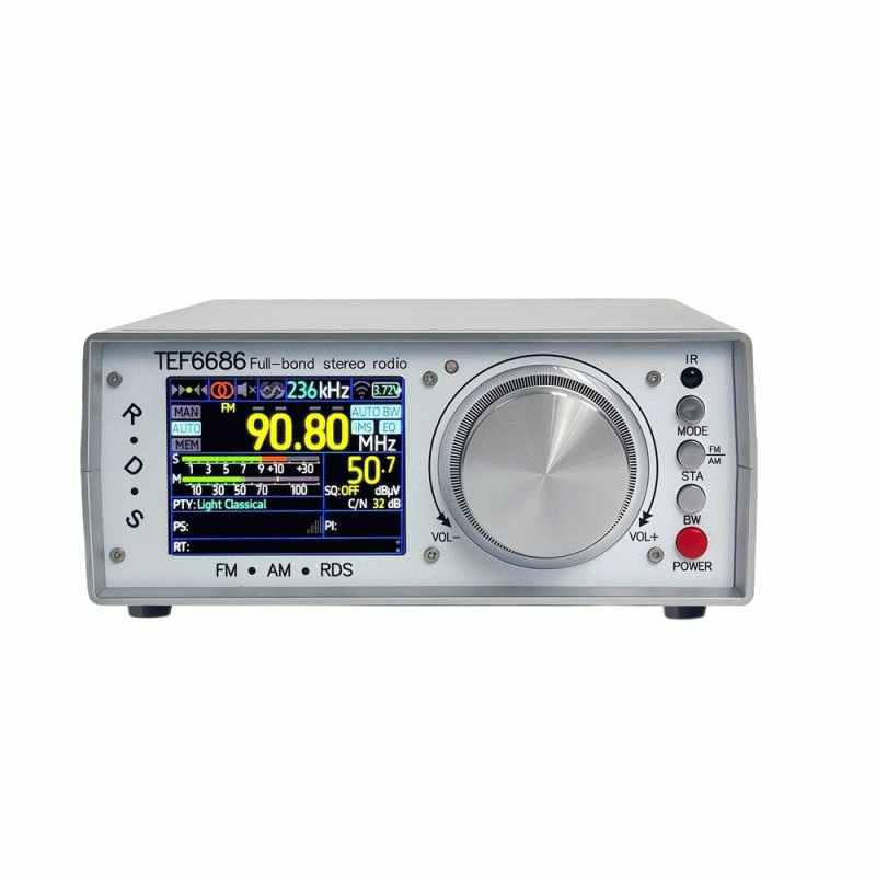 Silver - TEF6686 Full Band Stereo Radio High Sensitivity FM AM SW LW Bluetooth Transmitter Infrared
