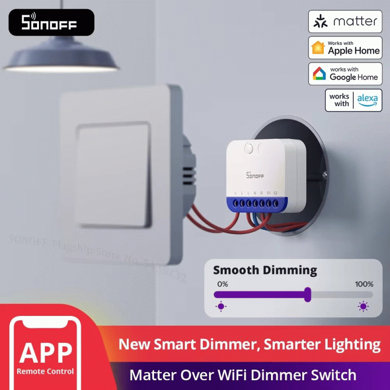 MINI-DIM - SONOFF MINI-DIM MINI Extreme Matter Over WiFi Dimmer Switch Wide Lighting Compatibility M