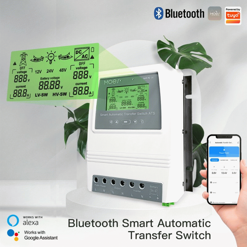 Bluetooth - MOES BAT-80A Tuya bluetooth Intelligent Dual Power Controller 80A 16KW ATS Automatic Tra