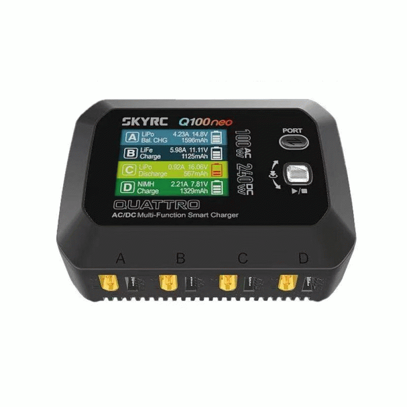 EU Plug - SKYRC Q100neo Quad Output AC/DC AC 100W DC 240W 2.8 inch Screen Multi-Function Smart Balan